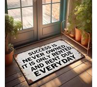 XYBH Summer Door Mat Outdoor Success Is Never Owned, It Is Only Rented, And Rent Due Everyday Doormat Home Decor Men Front Porch Fall Decor(65X90CM)