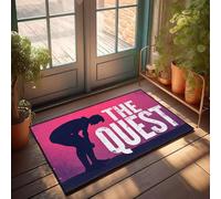 XYBH Welcome Doormat Outdoor Entrance Hello A Silhouette Of A Person Bending Over With The Words The Quest In Bold Doormat Funny Shoes Tiki Bar Decorations(40X60CM)