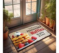 XYBH Welcome Doormat Outdoor Entrance Hello Delicious Homemade Waffles, Healthy & Easy. Doormat Funny Shoes Tiki Bar Decorations(50X80CM)