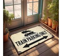 XYBH Welcome Doormat Outdoor Entrance Hello Train Parking Only. Doormat Funny Shoes Tiki Bar Decorations(65X90CM)