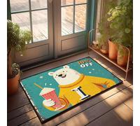 XYBH Welcome-Ish Door Mat Polar Bear Holding A Milkshake Written On It. Doormat Cool Stuff For Your Room Indie Room Decor(65X90CM)