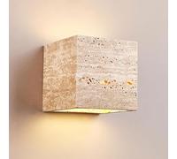 XYBZJP Modern Minimalist Style Square Wall Sconce, LED Warm Light Travertine Wall Lamp, Outdoor Waterproof Natural Stone Wall Light, Porch Living Room Courtyard Decorative Lighting Fixtures