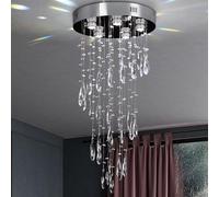 xychfantligh Modern Crystal Chandelier for High Ceiling Flush Mount Ceiling Light Fixtures Spiral 5-Lights Raindrop Crystal Ball Chandeliers for Staircase Foyer Hallway GU10 (Bulbs Not Included)