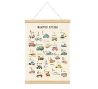 XYDEG Transport Alphabet Poster for Toddlers,ABC Posters for Toddlers,Educational Banner Poster Hanger Frame for Kids,Construction Decor for Boys Room Playroom Wall Art Decor with Wooden Frames,12x16