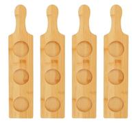 XYDHQS 4Pcs Flight Board for Tasting, 3 Slots Wood Wine Holder Serving Display Rack Paddle, 2.17in Dia Base, Versatile Sturdy Wine Glass Tray for Whiskey,Beer,Small Capacity Glass Jars, 15.35 x 3.35in