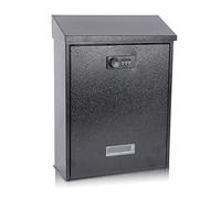 xydled Mail Boxes with Combination Lock,Locking Mailbox Wall Mounted,Large Capacity,Steel Cover Metal Postbox for House, 12.4×8.5×3 Inch, Black
