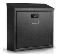 xydled Mail Boxes with Combination Lock,Locking Mailbox Wall Mounted,Security Metal Mailbox Drop Box, Modern Large Capacity,Steel Cover Metal Postbox for House Home Outside, Black, 14.2''x12.6''x4''