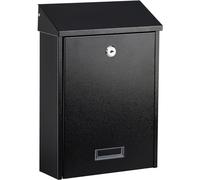 xydled Mail Boxes with Key Lock,Locking Mailbox Wall Mounted,Large Capacity,Steel Cover Metal Postbox for House, Black, 12.34''x8.5''x3''