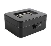 xydled Medium Steel Cash Box with Combination Lock, Removable Tray, Black
