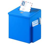 xydled Metal Ballot, Donation & Suggestion Box with Key Lock, Blue
