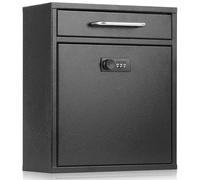 xydled Wall-Mount Mailboxes with Combination Lock, Hanging Secured Postbox, Ultimate Drop Box, Perfect for Deposits Payments Key and Letter Drops, Black, Medium