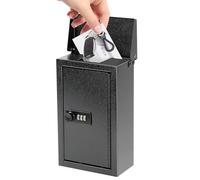 xydled Wall-Mounted Key Drop Box with Combination Lock, Metal Mailbox, Indoor&Outdoor Storage Box, Hanging Secured Postbox, for Home & Business Use, 5.5X 3.0X 9.8 inch, Black