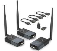 XYDMYELE Wireless HDMI Transmitter and 2 Receivers, 328FT/100M 4K Decode 1080P@60Hz Output, 2.4G+5.8G Wireless HDMI Splitter 1x2 Extender Kit, for Streaming Video/Audio Multiple TV/Monitor/Projector