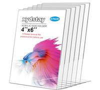 xydstay 6pack Acrylic Sign Holder 4x6 for Picture Frames, L Shape Clear Plastic, Plastic Sign Holder,Menu Holder, Unbreakable Table Sign Holder for Restaurant, Office, School, Store and Home Use