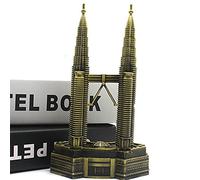 XYEJL World Famous Malaysia Petronas Twin Towers Creative Crafts Tourist Souvenirs Metal Home Collectible Ornaments for Indoor Living Room Study Room Office