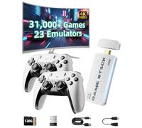 XYELLOWICON Retro Game Stick - 4K HDMI TV Console with 31,000+ Built-in Games, 2 Wireless Controllers, 23 Emulators, 128GB Memory & Plug & Play