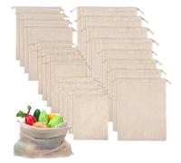 Xyembu 20 Pack Reusable Mesh Produce Bags Washable Grocery Cotton Vegetable Bags with Drawstring Farmers Market Bag for Grocery Shopping Fruits Storage Transporting Storing (4XXL,4XL,4L,4M,4S)