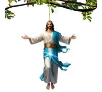 xyensy Car Rear View Mirror Pendant, Two-Dimensional Flat Jesus Hanging Ornament, Car Charm, Rear View Mirror Accessories, For Truck, Birthday, Holiday, Travel, Driving, Commuting