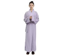 XYERDLYN Women's Zen Practice Monk Robe Summer Men's Loose Breathable Traditional Buddhist Meditation Costume(Gray,S)