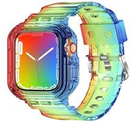 XYF Apple Watch Bands 45mm 44mm 42mm 41mm 40mm 38mm 49mm Clear with Bumper Case for Men Women, Jelly Sport Case and Band for iWatch Ultra Series 8, 7, SE/6, 5, 4, 3, 2, 1, 38/40/41mm, No Gemstones
