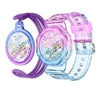 XYF Clear Compatible for Apple Air-Holder with Lanyard, Bling Glitter Soft TPU Protective Cover Wristband (Purple Blue)