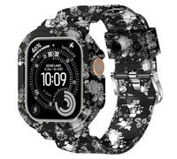 XYF Compatible for Crystal Clear Apple Watch Bands, 41mm 40mm 38mm Bumper Case for Men Women Jelly Sport Cover Strap for iWatch Ultra 3 2 Series 11 10 9 8 7 SE 6 5 4 3 (Floral Black, 38/40/41)