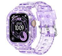 XYF Compatible for Crystal Clear Apple Watch Bands, 41mm 40mm 38mm Bumper Case for Men Women Jelly Sport Cover Strap for iWatch Ultra 3 2 Series 11 10 9 8 7 SE 6 5 4 3 (Glitter Purple, 38/40/41)