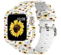 XYF Compatible for Crystal Clear Apple Watch Bands, 41mm 40mm 38mm Bumper Case for Men Women Jelly Sport Cover Strap for iWatch Ultra 3 2 Series 11 10 9 8 7 SE 6 5 4 3 (White Sunflower, 38/40/41)