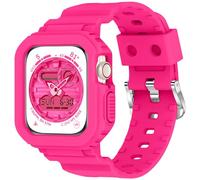 XYF Compatible for Crystal Clear Apple Watch Bands, 41mm 40mm 38mm Bumper Case for Men Women Jelly Sport Cover Strap for iWatch Ultra 3 2 Series 11 10 9 8 7 SE 6 5 4 3 (Matte Hot Pink, 38/40/41)