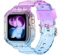 XYF Compatible for Crystal Clear Apple Watch Bands, 45mm 44mm 46mm 42mm 41mm 40mm 38mm 49mm Bumper Case for Men Women Jelly Sport Cover Strap for iWatch Ultra 2/1 Series 10 9 8 7 SE 6 5 4 3 2 1,