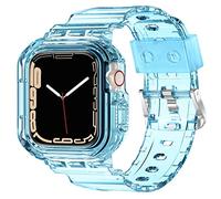 XYF Compatible for Crystal Clear Apple Watch Bands, 46mm Series 11 10 Bumper Case for Men Women Jelly Sport Cover Strap for iWatch Ultra 3 2 Series 11 10 9 8 7 SE 6 5 4 3 (ClearBlue, 46)
