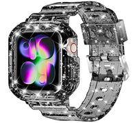 XYF Compatible for Crystal Clear Apple Watch Bands, 49mm 46mm 45mm 44mm 42mm 41mm 40mm 38mm Bumper Case for Men Women Jelly Sport Cover Strap for iWatch Ultra 3 2 Series 11 10 9 8 7 SE 6 5 4 3