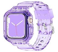XYF Compatible for Crystal Clear Apple Watch Ultra 3 2 Bands 49mm, Bumper Case for Men Women Jelly Sport Cover Strap for iWatch Ultra 3 2 Series 11 10 9 8 7 SE 6 5 4 3 (ClearPurple, 49)