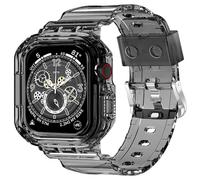 XYF Compatible with Crystal Clear Apple Watch Bands 45mm 44mm 46mm 42mm 41mm 40mm 38mm 49mm Bumper Protective Case for Women Men Jelly Sport Band for iWatch Ultra 2/1, Black/clear, 42/44/45mm
