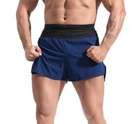 XYFfybhsd Men's Front Waist Pocket Running Shorts Breathable Gym Athletic Workout Shorts for Men With Compression Liner(Size:XL,Color:Blue)