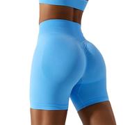 XYFfybhsd Seamless High-waisted Yoga Shorts Women's Belly Lift Pants Tights Running Exercise Fitness Pants(Size:S,Color:Blue)