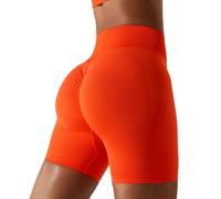 XYFfybhsd Seamless High-waisted Yoga Shorts Women's Belly Lift Pants Tights Running Exercise Fitness Pants(Size:M,Color:Orange)