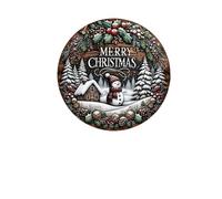 XYFGSBHQ 2D Merry Christmas Snowy Jungle Snowman Winter House Retro Style Xmas New Year Wood Porch Wreath Hanging Decoration(1pc)