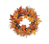 XYFGSBHQ Autumn Wreath on the Door Handmade White Pumpkin Wreath Ranunculus Christmas Home Wedding New Year Decoration Artificial Flower(40cm E)