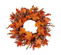 XYFGSBHQ Autumn Wreath on the Door Handmade White Pumpkin Wreath Ranunculus Christmas Home Wedding New Year Decoration Artificial Flower(45cm D)