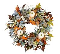 XYFGSBHQ Autumn Wreath on the Door Handmade White Pumpkin Wreath Ranunculus Christmas Home Wedding New Year Decoration Artificial Flower(35cm A)