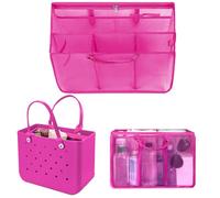 XYFuuee Beach Bag Organizer Inserts for Medium Bogg Bag Accessories, Original Small Lightweight Mesh Insert Divider Pouch, Organizing Rubber Tote Bags, Save Storage Space (Hot Pink-M)