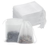 XYGK 100 Pcs Empty Tea Bags - Non-Woven Fabric Tea Filter Bags with Drawstring, Teafilter, Tea Infuser Bags, Heat-Resistant and Reusable Tea Bags for Loose Tea, Coffee, Spices, Cooking (7x9 cm)