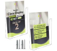 Xygobla 2-Pack A4 Wall Mounted Document Holder, Brochure Holder Portrait Display Stand Clear Acrylic Flyer Holder Wall Mount for Menus,Brochures, Flyers & Magazines | Office, Restaurant, Exhibition