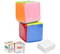 Xygobla 2 Pack Large 10cm Foam Dice with Pockets & 24 Blank Cards - DIY Education Playing Game Dice, Pocket Cubes for Kids, Preschool Learning, Classroom Maths & Phonics Activities