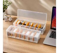Xygobla 2 Pcs Cable Management Box with Lid 7 Compartment Data Tidy