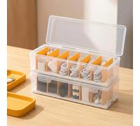 Xygobla 2 Pcs Cable Management Box with Lid,Transparent Cable Storage Box with 7 Compartment Data Tidy and 20 Cables Ties Reusable Cord Organiser Boxes for Charger Cords Organiser for Home,Travel