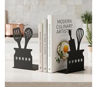 Xygobla 2 Pcs Heavy Duty Metal Bookends Black
