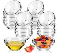 Xygobla 20-Pack Mini Glass Bowls, 75ml/2.5oz Clear Dip Sauce Dishes, Serving Bowls, 3" Round Condiment Pots for Cooking Prep & Jam - Dishwasher Safe