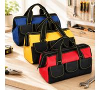 Xygobla 3 Pack Wide Open Mouth Tool Storage Bag | 13 Inch Multi-Purpose Waterproof Tools Tote Bag with 5 Pockets, Heavy Duty Organiser for Home Repairs & Garage